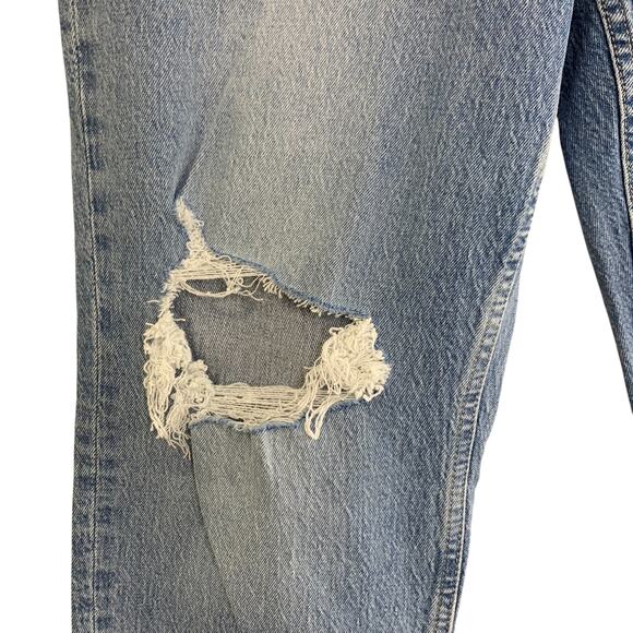 Gap Denim Jeans Size 32 14 S Cheeky Straight High Rise Blue Holes Med Wash NEW - Picture 6 of 12